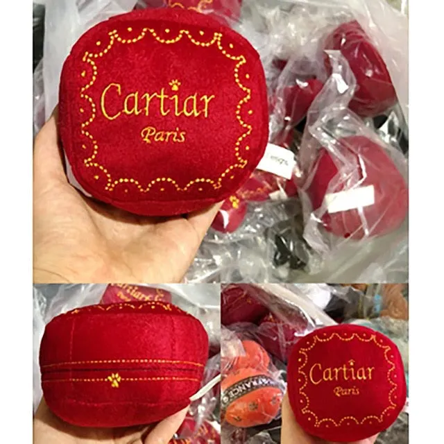Luxury Pet Toy Embroidery Dogs Toys Pulsh Sound Balls Squeak Toy Creative French Lady Style Plush Puppy Wine Perfume 1pcs