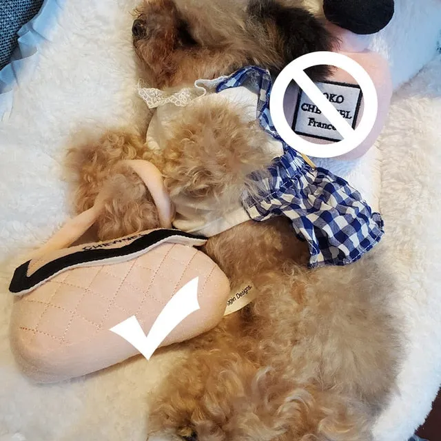 Luxury Pet Toy Embroidery Dogs Toys Pulsh Sound Balls Squeak Toy Creative French Lady Style Plush Puppy Wine Perfume 1pcs