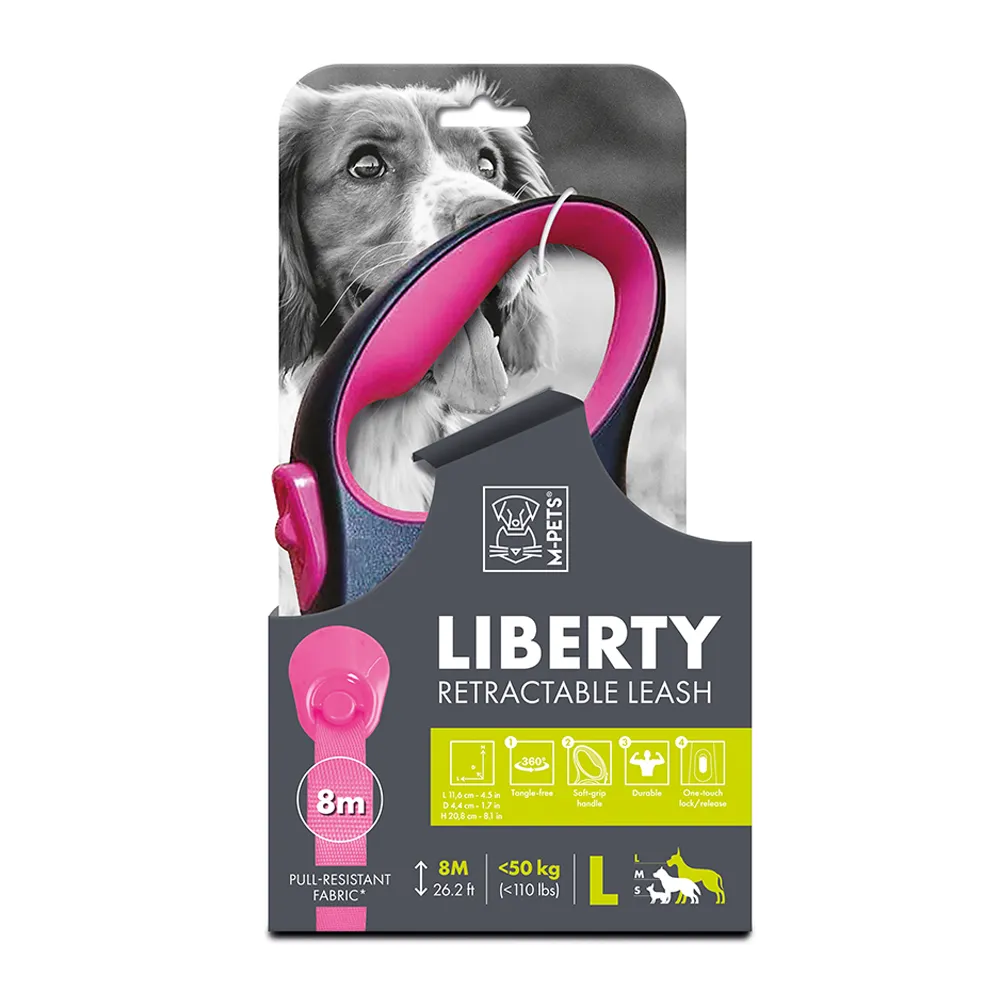 M-PETS Liberty Dog Retractable Leash Pink