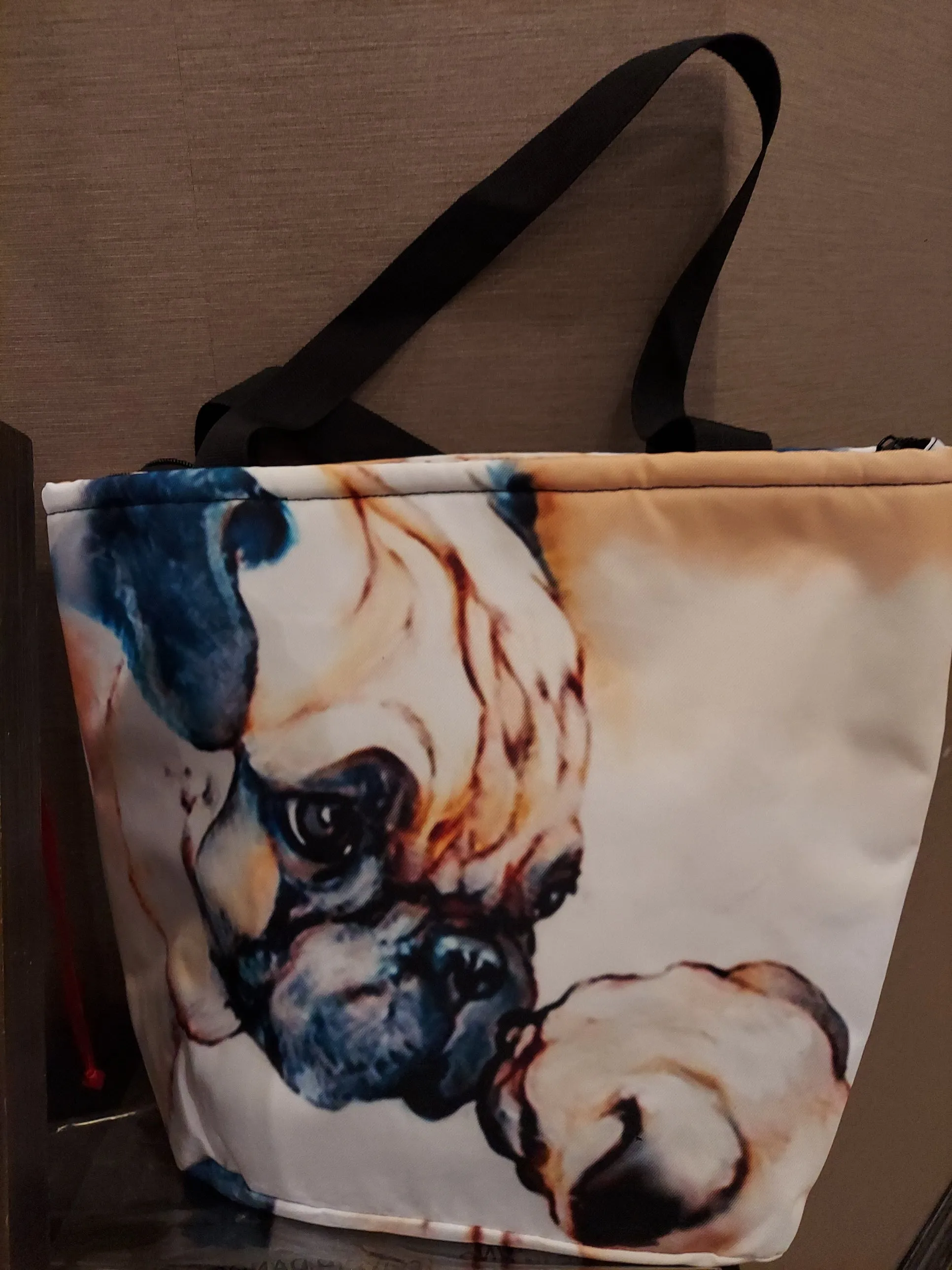 Mama Pug and Puppy Dog Breed Theme Ladies Purse Tote Carry-All Bag Handbag