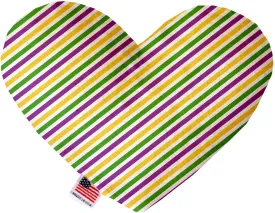Mardi Gras Stripes Stuffing Free 8 Inch Heart Dog Toy