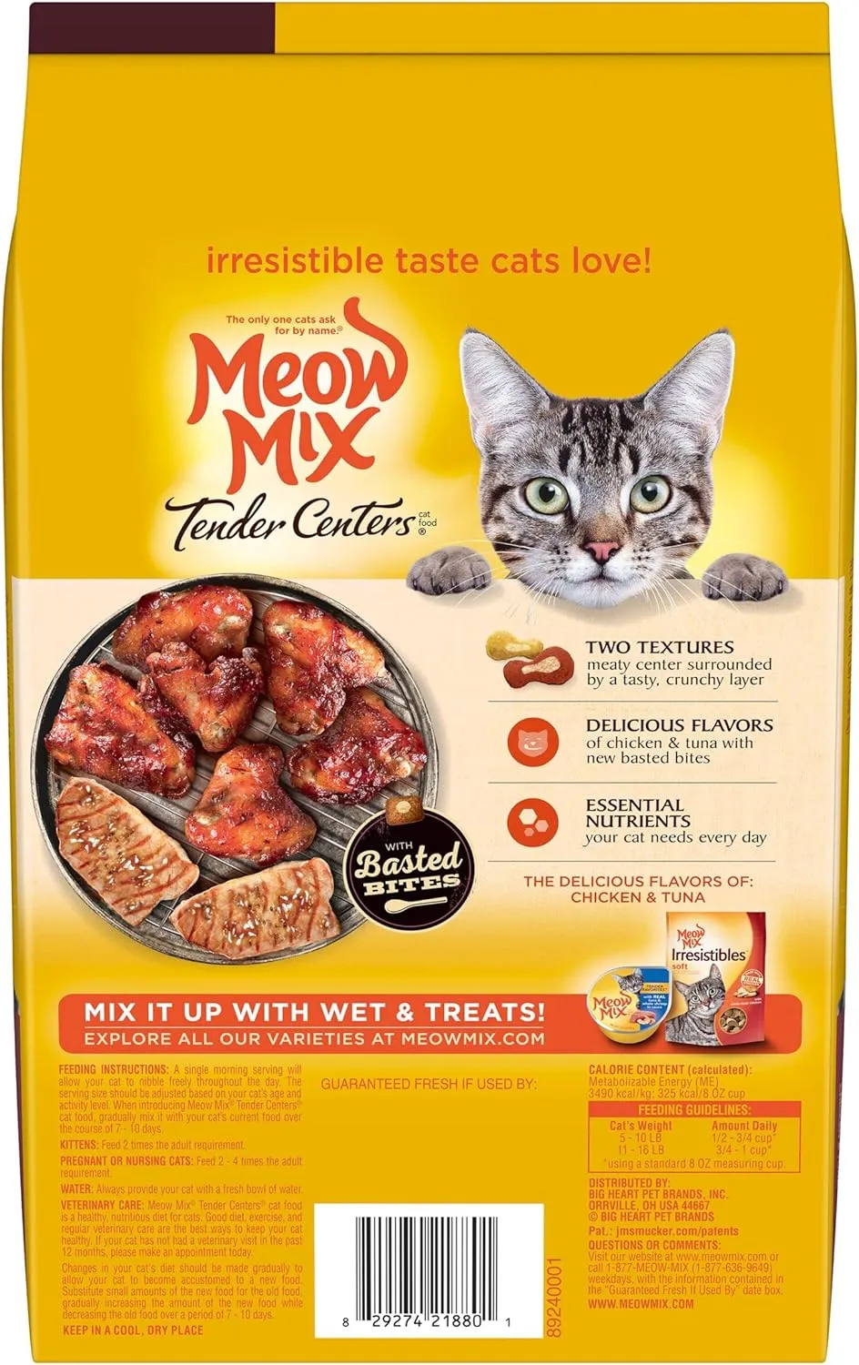 Meow Mix Tender Centers Basted Bites Dry Cat Food, Chicken & Tuna Flavor, 3 Pound (Pack of 4)   Tender Favorites Wet Cat Food Surf 'N Turf Variety Pack, 2.75 Ounce (Pack of 48) Bundle