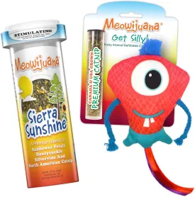 Meowijuana | Ruby Rascal Bundle | Get Silly Refillable Ruby Rascal Toy and Sierra Sunshine Catnip Blend | Promotes Play and Cat Health | Includes North American Organic Catnip