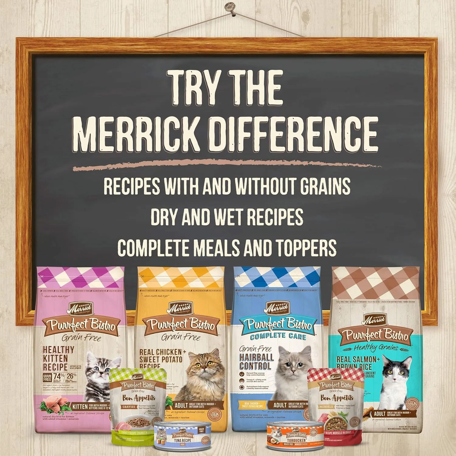Merrick Purrfect Bistro Grain Free Natural Dry Cat Food For Adult Cats, Complete Care Weight Control Recipe - 7 lb. Bag