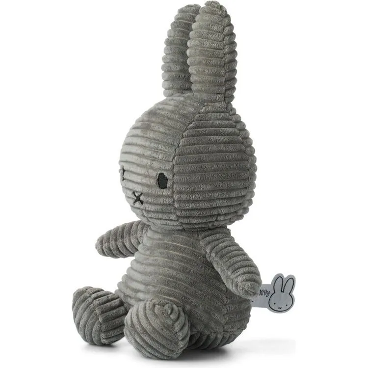 Miffy Sitting Corduroy Grey 9"