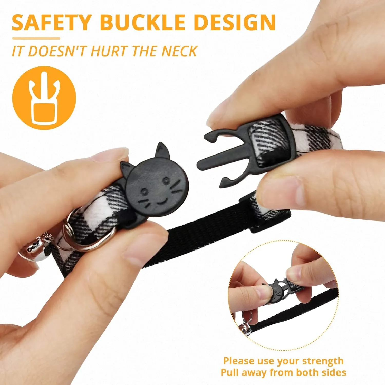 MJIYA Cat Collar with Bell, Breakaway Grid Collar with Plastic Buckle, Light Adjustable, Nylon, Kitty Collars