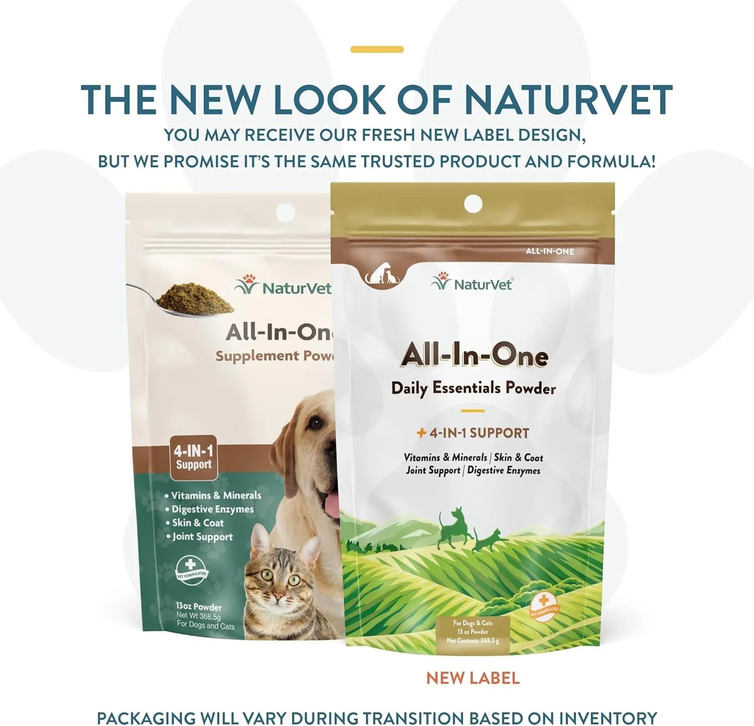 NaturVet All-in-One Dog Supplement - for Joint Support, Digestion, Skin, Coat Care  Dog Multivitamins with Minerals, Omega-3, 6, 9  Wheat-Free Vitamins for Dogs  13-Ounce Powder