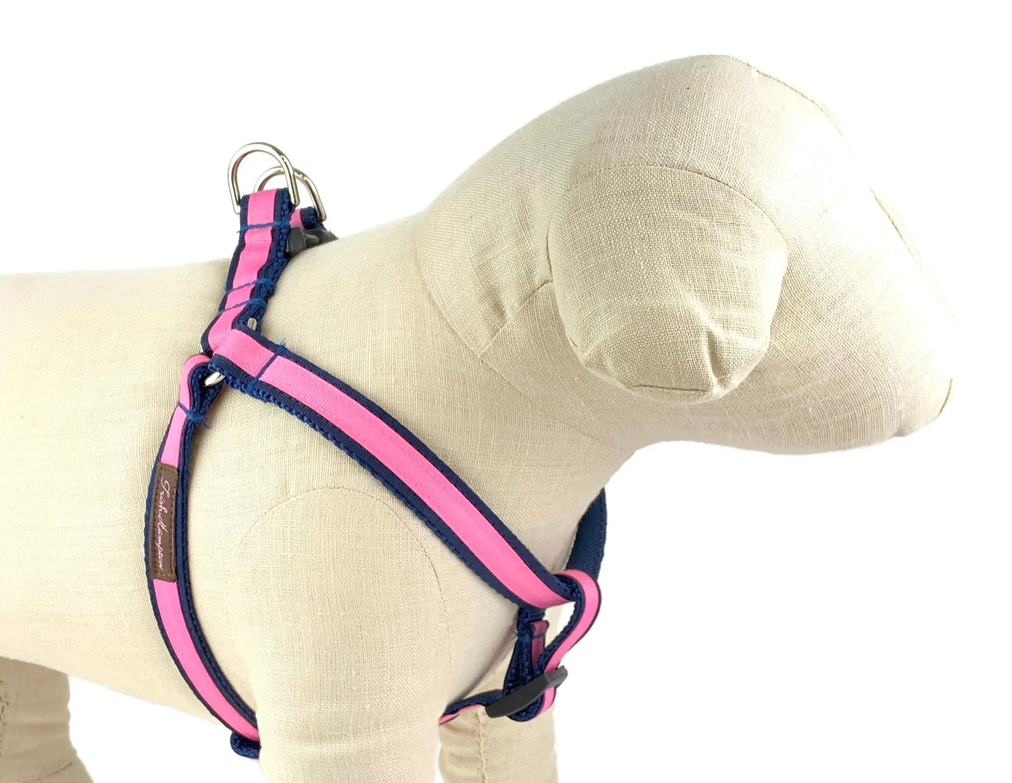 Navy/Hot Pink Stripe Dog Harness - 334