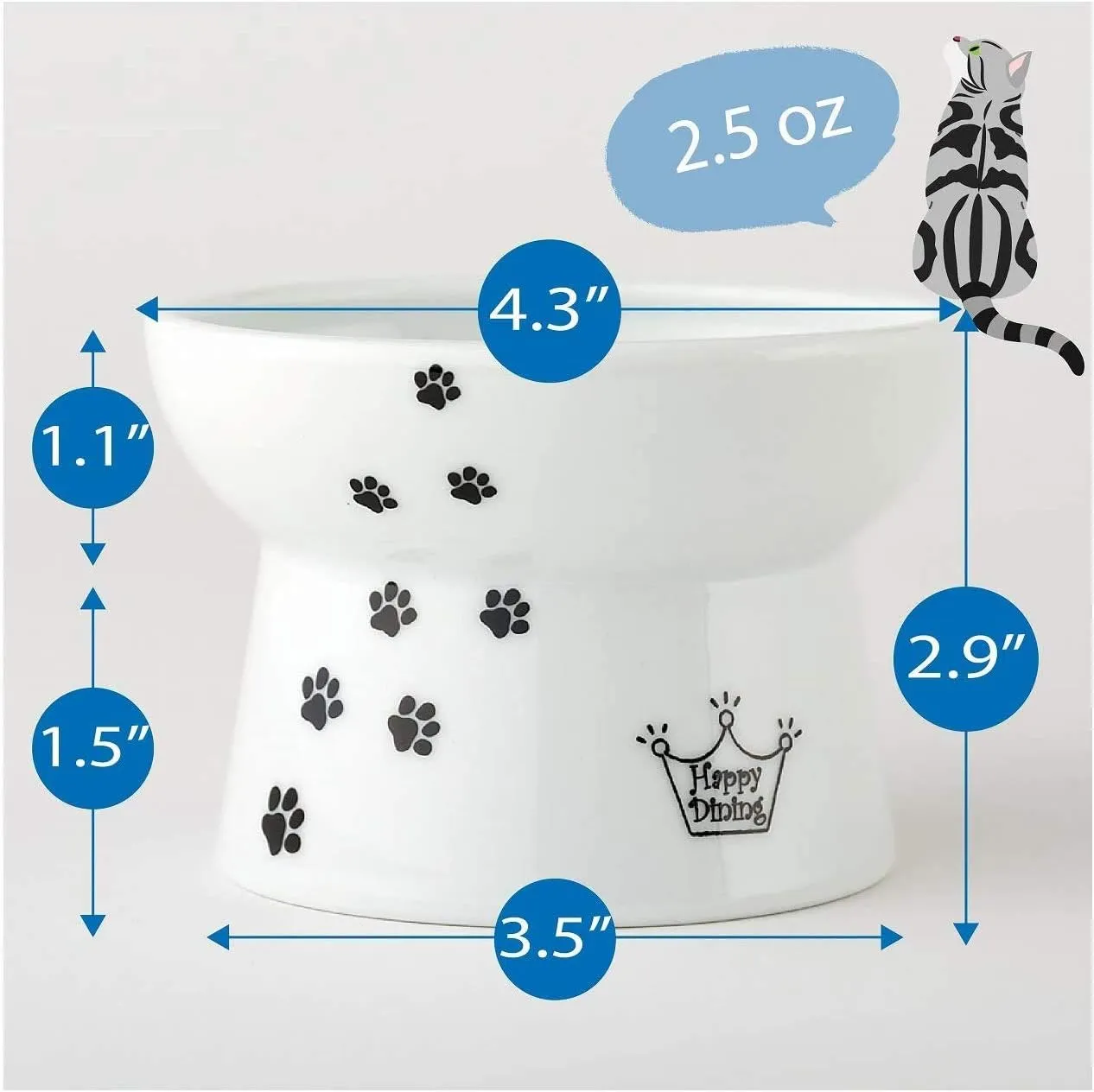 Necoichi Raised Stress Free Cat Food Bowl, Elevated, Backflow Prevention, Dishwasher and Microwave Safe, No.1 Seller in Japan! (Cat, Regular)