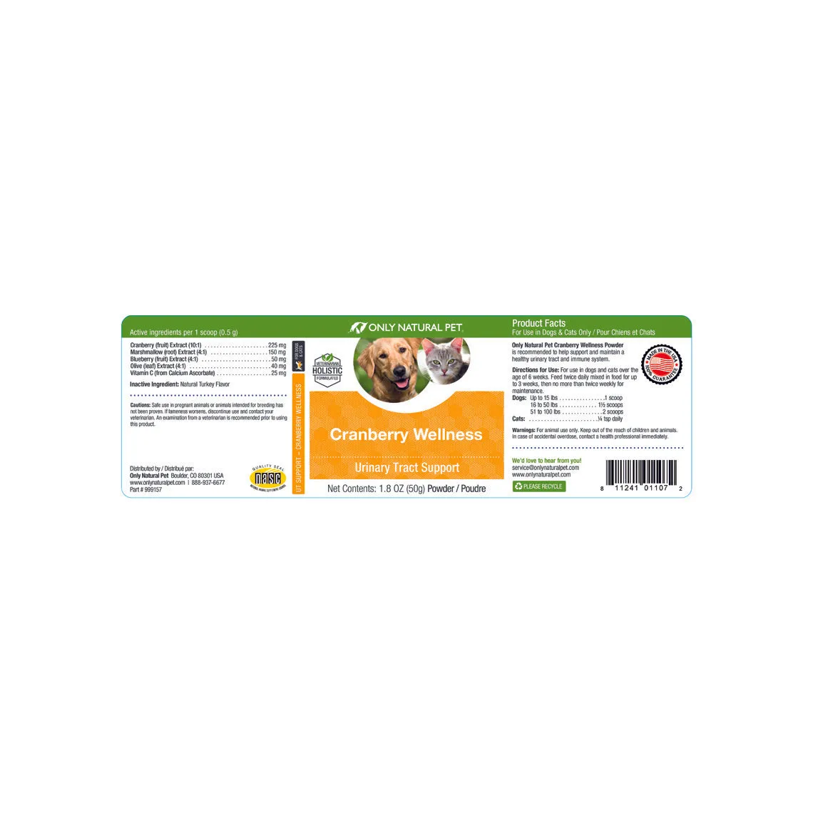 Only Natural Pet Cranberry Wellness Extract Supplement for Dogs & Cats