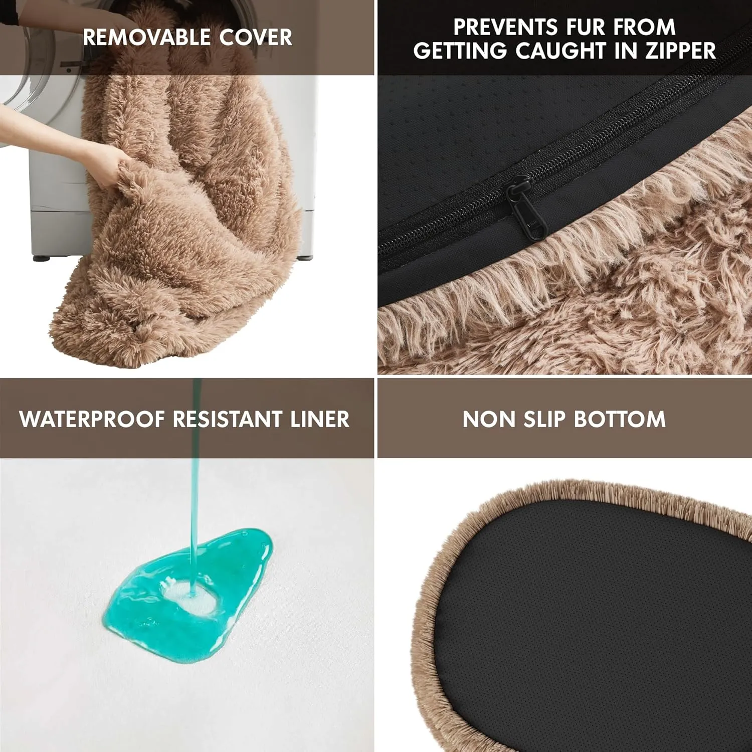 Orthopedic Calming Dog Bed for Medium Dogs, Anti Anxiety Pet Beds with Supportive Foam, Removable Washable Oval Pets Couch, Fluffy Cuddle Bolster Cushion, Beige