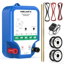 P4 Plus Electric Fence Energizer Plus Copper Ground Rod and Spool Aluminum Wire for Containing Dogs, Livestock and Preventing Wild Animals Intruding (P4 Plus Electric Fence Energizer Kit)