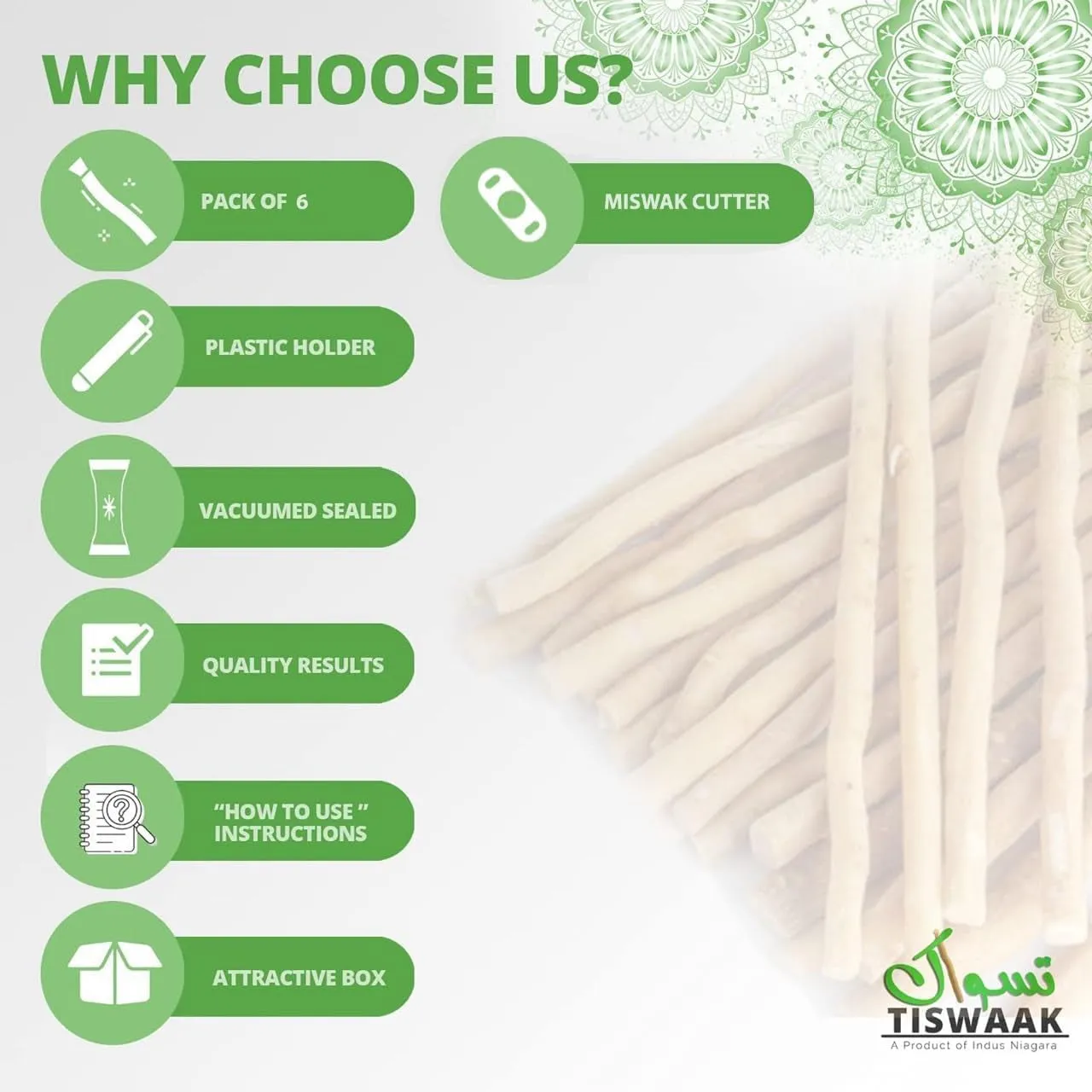 Pack of 6 Miswak Sticks with Miswak Cutter