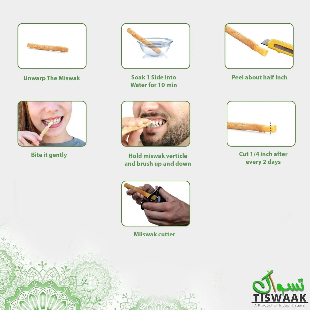 Pack of 6 Miswak Sticks with Miswak Cutter