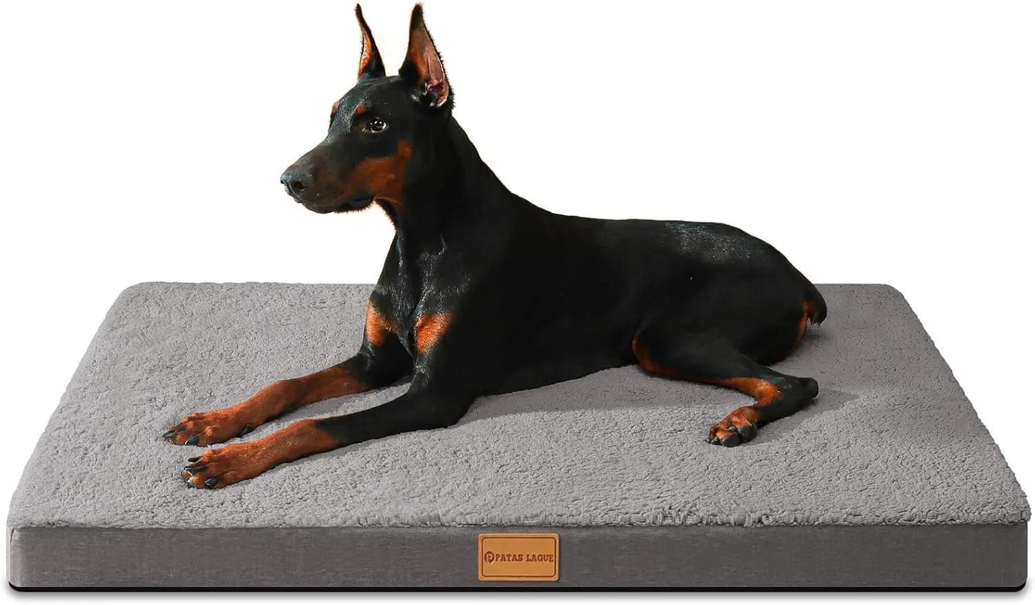 Patas Lague Orthopedic XL Dog Bed for Large Dogs 42''X28'', Soft Comfortable Waterproof Egg Crate Foam Big Large Pet Beds Mat with Removable Washable Cover, Grey