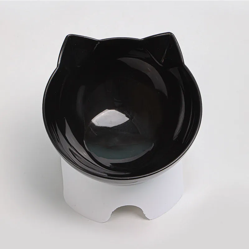Pet Cat Ear Shape Feeding Neck Protection Bowl
