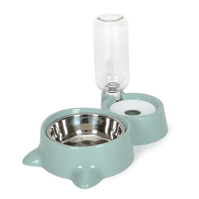 Pet Food Bowl with Self-filling Water Dispenser