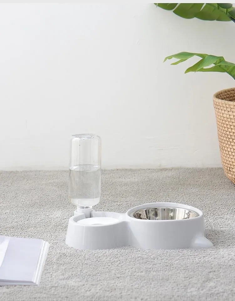 Pet Food Bowl with Self-filling Water Dispenser