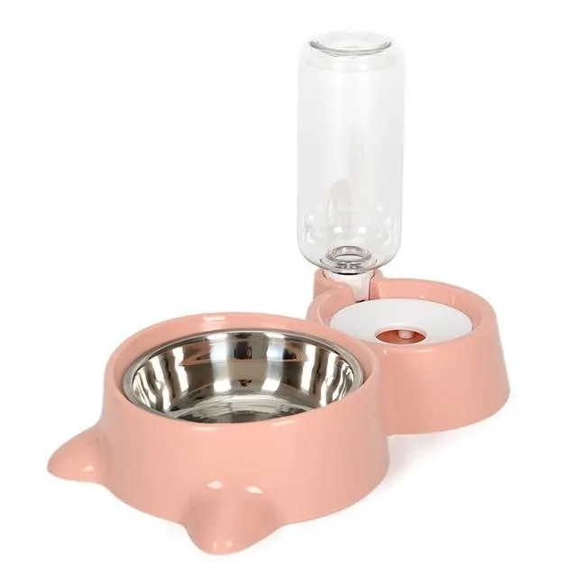 Pet Food Bowl with Self-filling Water Dispenser