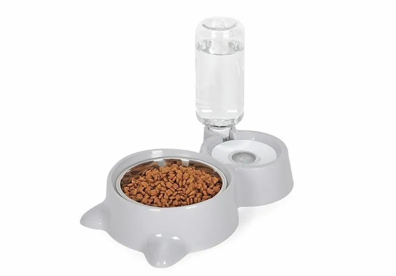 Pet Food Bowl with Self-filling Water Dispenser
