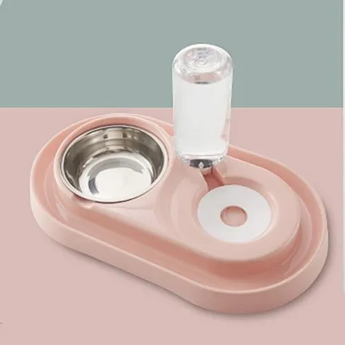 Pet Food Bowl with Self-filling Water Dispenser