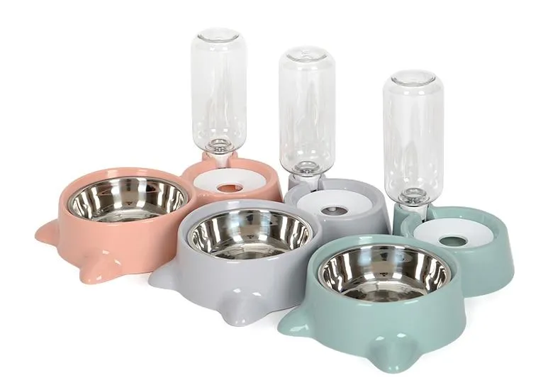 Pet Food Bowl with Self-filling Water Dispenser
