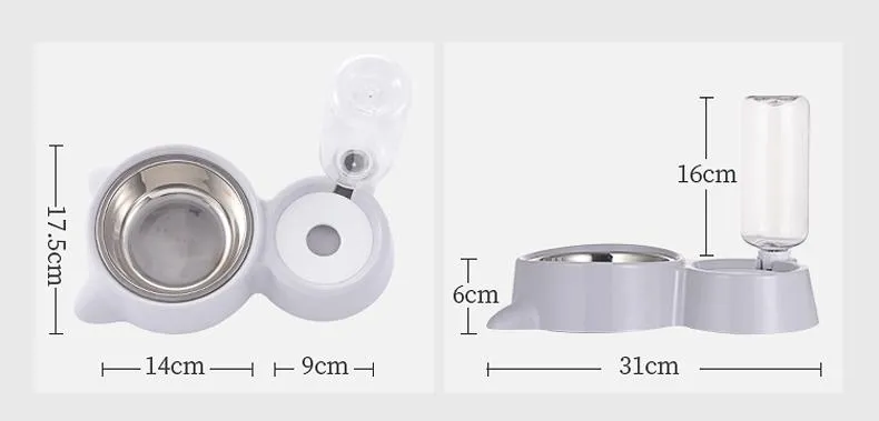Pet Food Bowl with Self-filling Water Dispenser