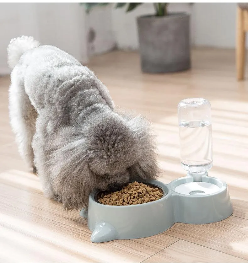 Pet Food Bowl with Self-filling Water Dispenser