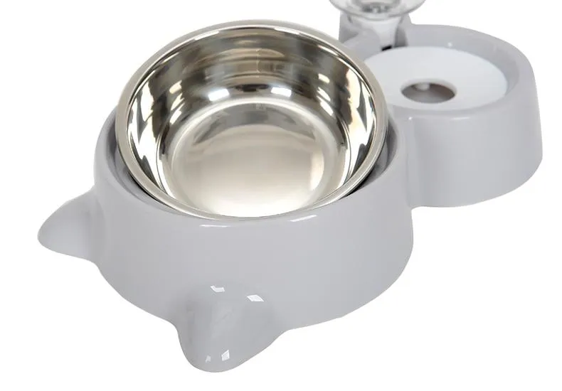 Pet Food Bowl with Self-filling Water Dispenser
