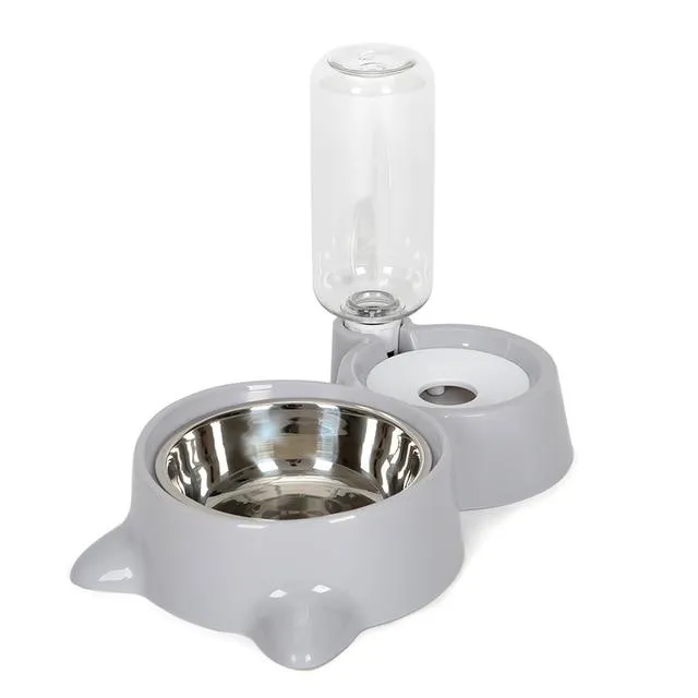 Pet Food Bowl with Self-filling Water Dispenser