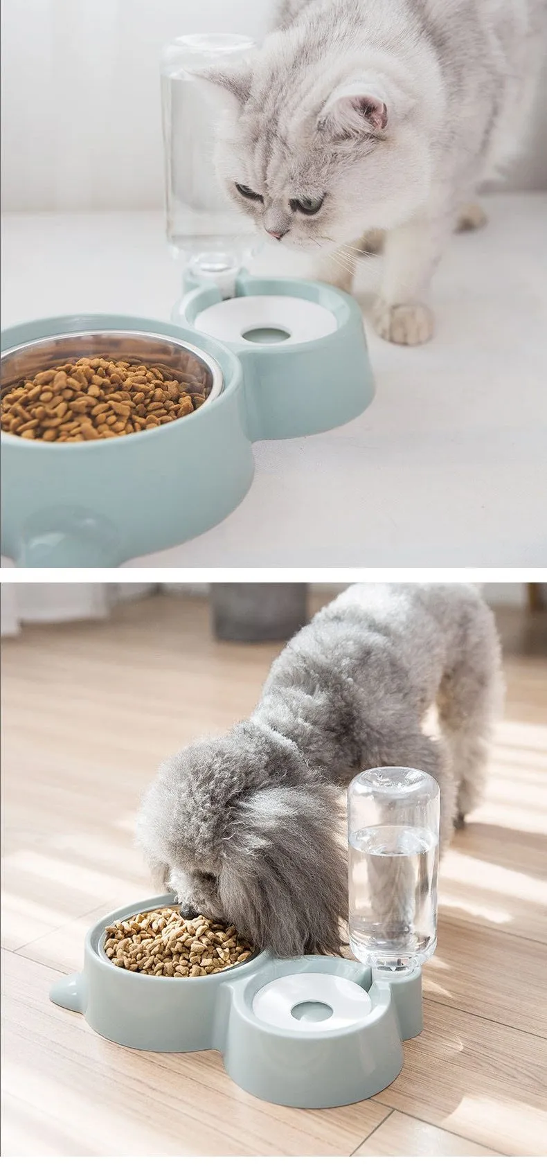 Pet Food Bowl with Self-filling Water Dispenser