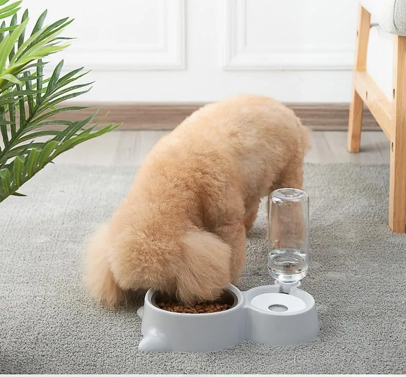 Pet Food Bowl with Self-filling Water Dispenser