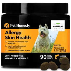 Pet Honesty Allergy Skin and Coat with Omega-3 Fish Oil Salmon Chewy Dog Supplements - 90 Count - 9.5 Oz