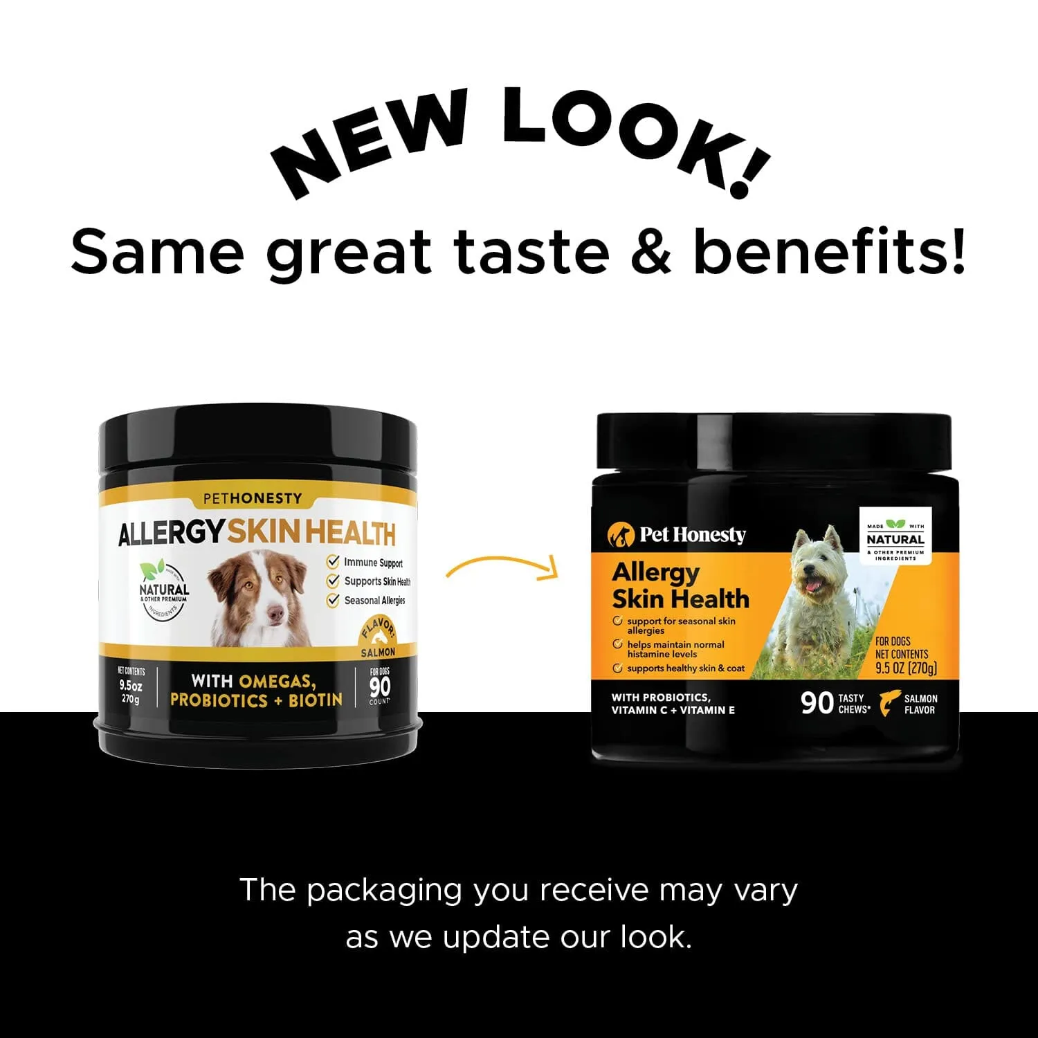 Pet Honesty Allergy Skin and Coat with Omega-3 Fish Oil Salmon Chewy Dog Supplements - 90 Count - 9.5 Oz