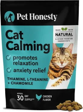 Pet Honesty Calming Chews for Cats - Cat Anxiety Relief   Helps Reduce Stress - Behavioral Support & Promotes Relaxation for Travel, Boarding, Vet Visits, Separation Anxiety - Chicken (30-Day Supply)