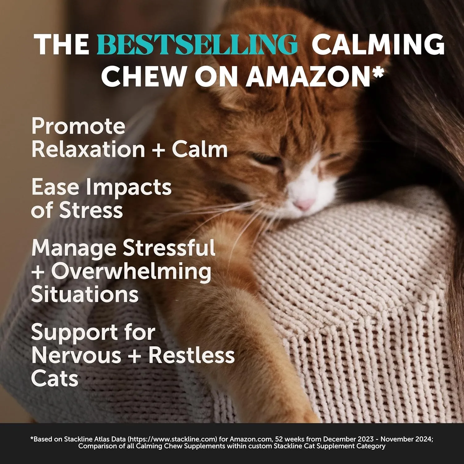 Pet Honesty Calming Chews for Cats - Cat Anxiety Relief   Helps Reduce Stress - Behavioral Support & Promotes Relaxation for Travel, Boarding, Vet Visits, Separation Anxiety - Chicken (30-Day Supply)