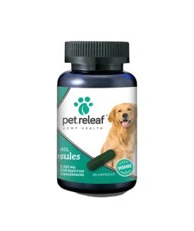 Pet Releaf CBD Hemp Oil Capsules 450mg Bottle Dog and Cat Health Supplements
