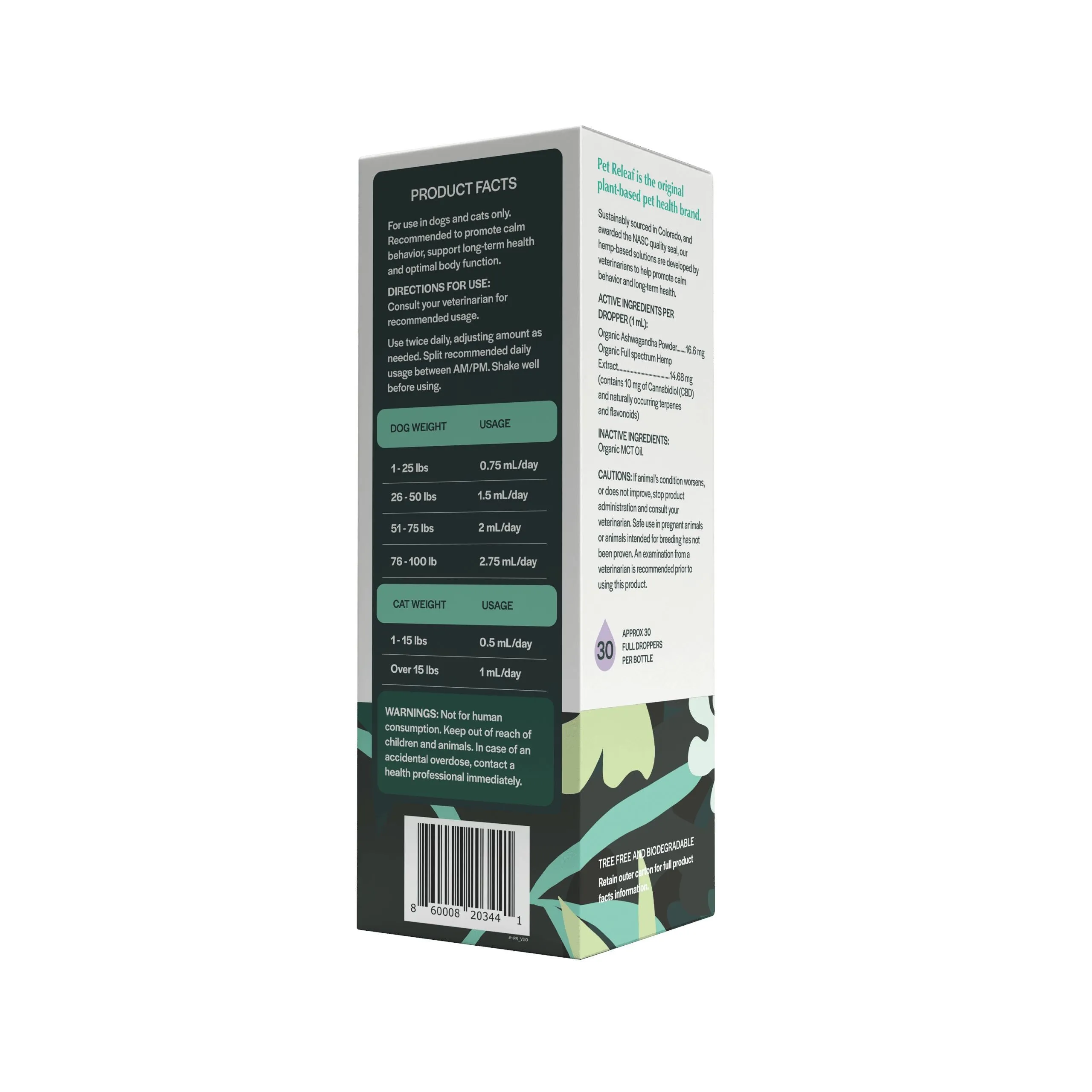 Pet Releaf Stress Releaf Organic 300 mg Hemp Oil Dog Supplements - 1 Oz Bottle