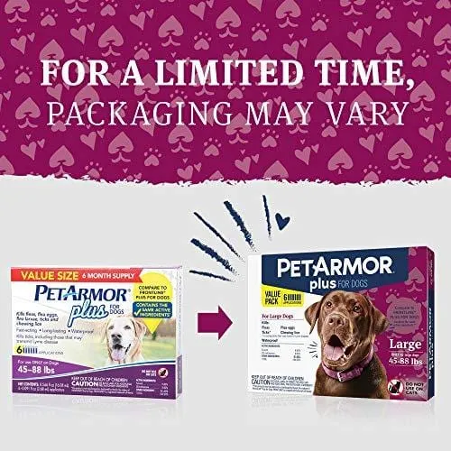 PetArmor Plus for Dogs, Flea and Tick Prevention for Large Dogs (45-88 Pounds), Includes 6 Month Supply of Topical Flea Treatments
