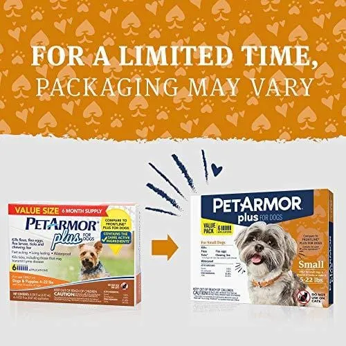 PetArmor Plus for Dogs, Flea and Tick Prevention for Small Dogs (5-22 Pounds), Includes 6 Month Supply of Topical Flea Treatments