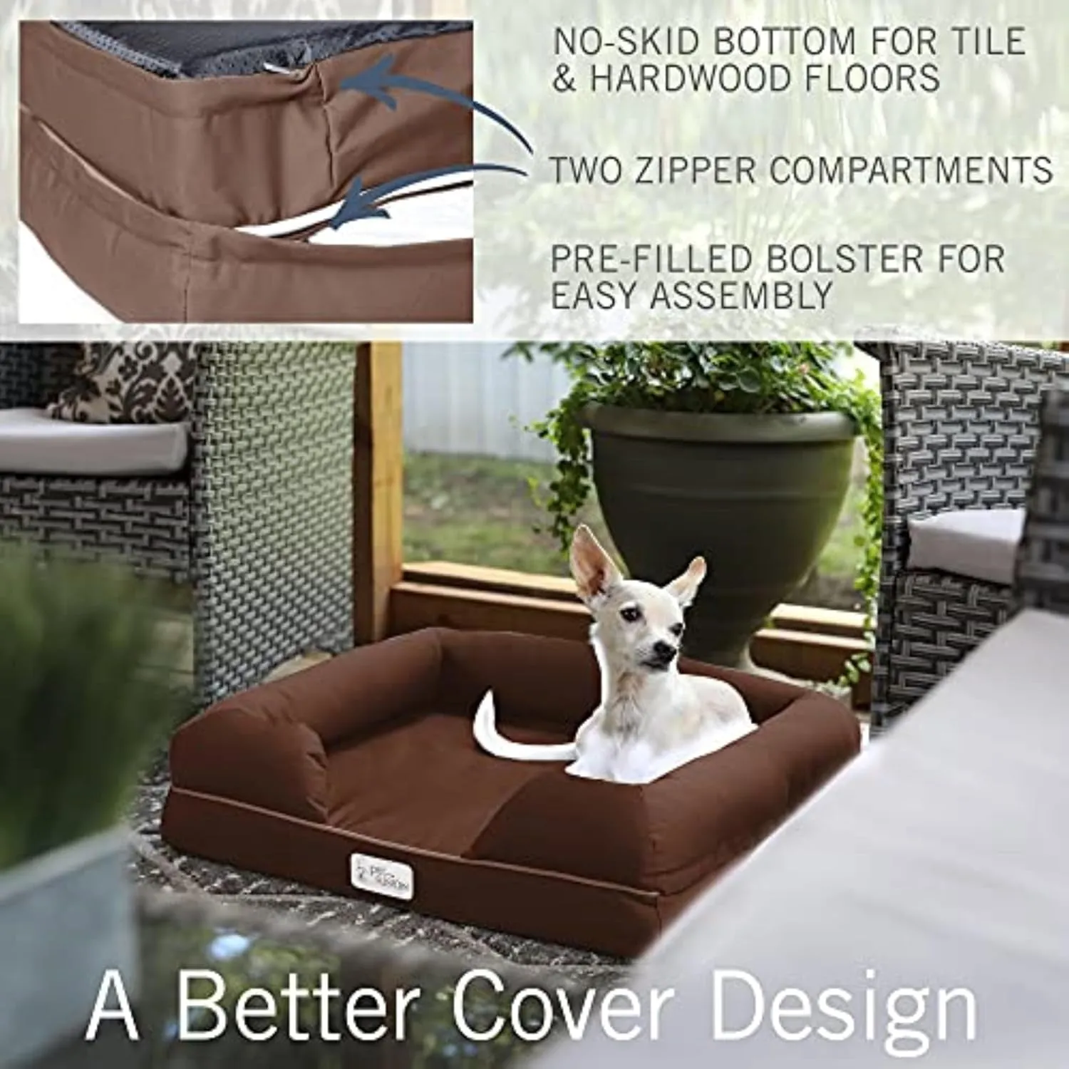 Petfusion Ultimate Dog Bed, Orthopedic Memory Foam, Multiple Sizes and Colors, Medium Firmness Pillow, Waterproof Liner, YKK Zippers, Breathable 35% Cotton Cover