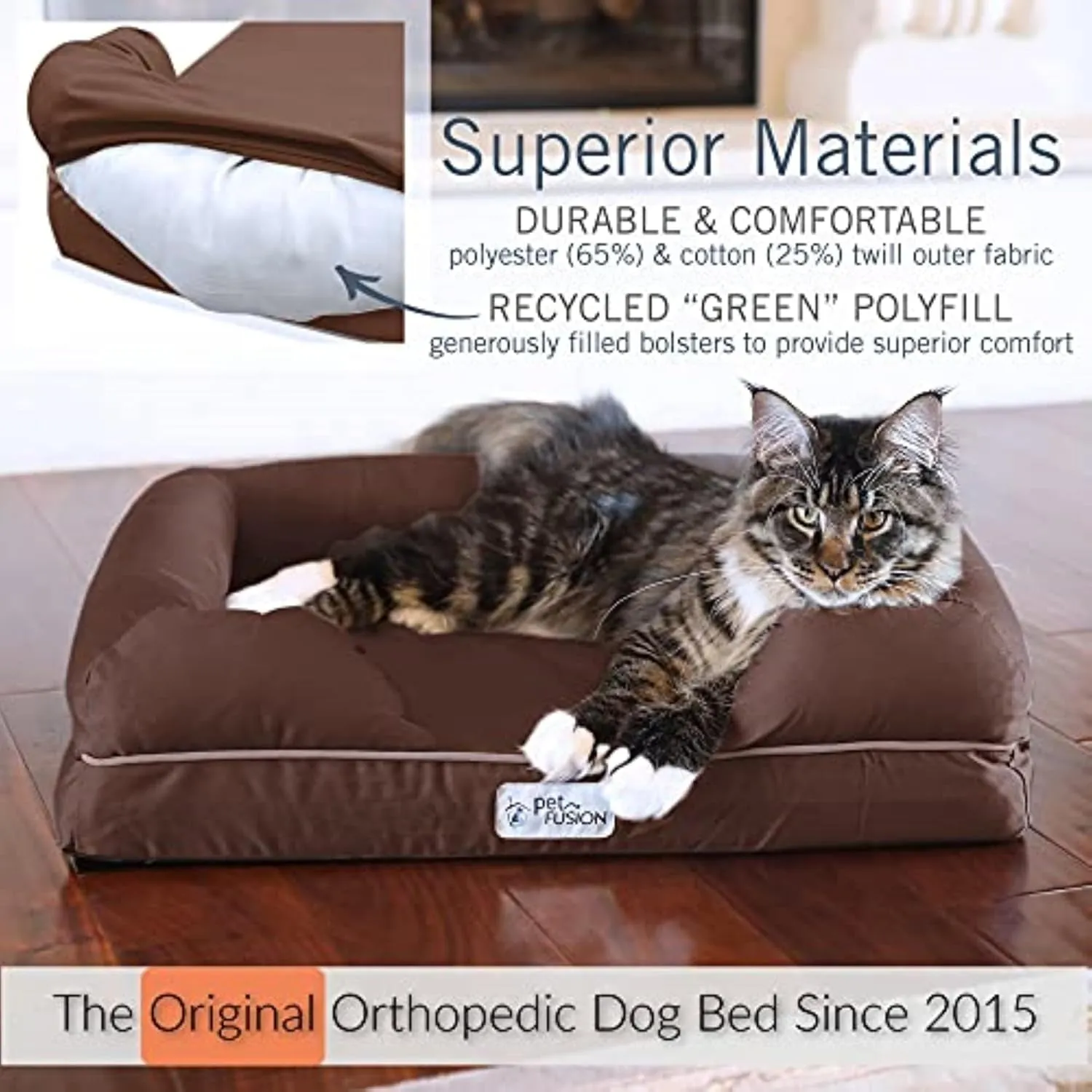 Petfusion Ultimate Dog Bed, Orthopedic Memory Foam, Multiple Sizes and Colors, Medium Firmness Pillow, Waterproof Liner, YKK Zippers, Breathable 35% Cotton Cover