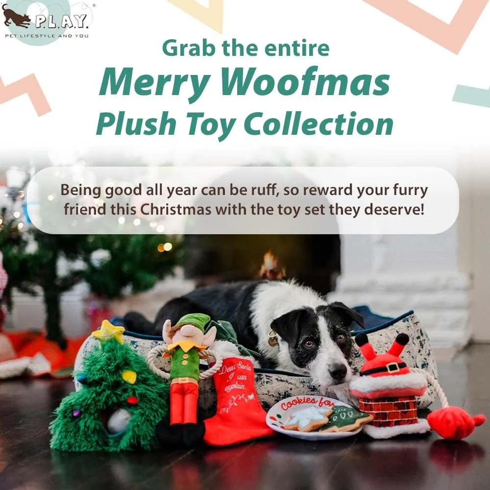P.L.A.Y. Cute Plush Dog Toys - Merry Woofmas Christmas Themed Durable Squeaker Chew Toy, Great for Puppies & Small, Medium, Large Dogs - Machine Washable, Recycled Materials (Christmas Eve Cookies)
