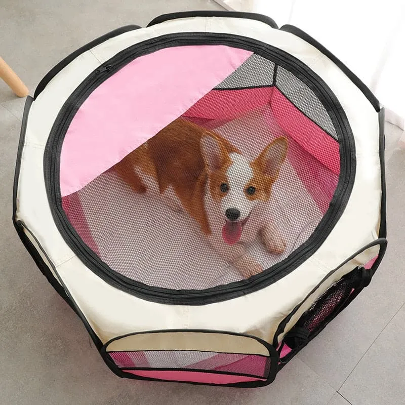Portable Folding Pet Tent Dog House Octagonal Cage For Cat Tent Playpen Puppy Kennel Easy Operation Fence Outdoor Big Dogs House
