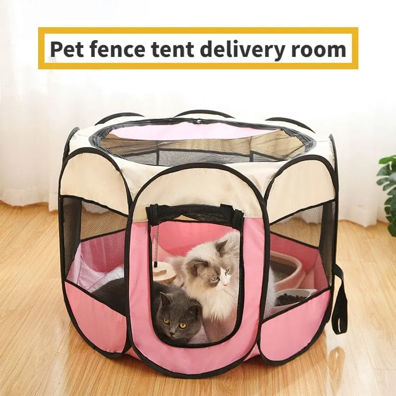 Portable Folding Pet Tent Dog House Octagonal Cage For Cat Tent Playpen Puppy Kennel Easy Operation Fence Outdoor Big Dogs House