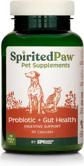 Probiotic & Gut Health Supplement - Pet Supplement for Dogs & Cats - Offers Immune Support - Premium Health Supplement for Pet Care with Whole-Food Based Ingredients - 90 Capsules