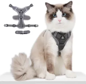Puppy Harness,Cat Harness and Lead Set,No Pull Dog Cat Harness,Soft Mesh Breathable Reflective Puppy Cat Dog Vest Harnesses for Small Dogs Cats (Grey, Small)