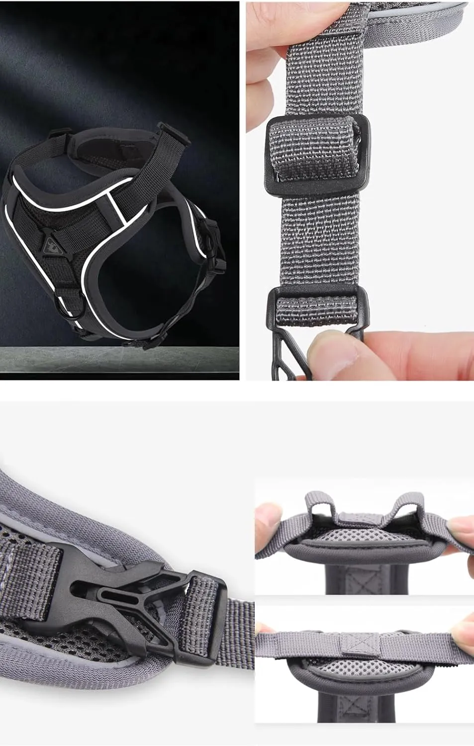 Puppy Harness,Cat Harness and Lead Set,No Pull Dog Cat Harness,Soft Mesh Breathable Reflective Puppy Cat Dog Vest Harnesses for Small Dogs Cats (Grey, Small)