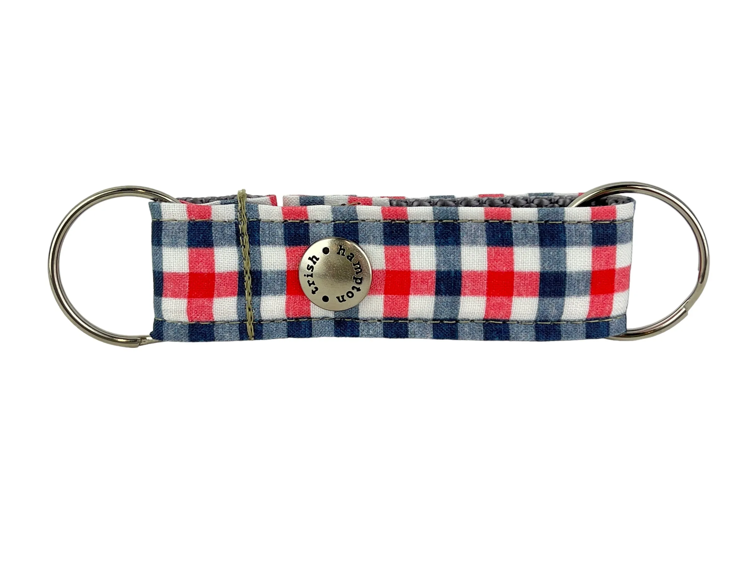 Red/White/Navy Blue Gingham Snappy Keychain - 990