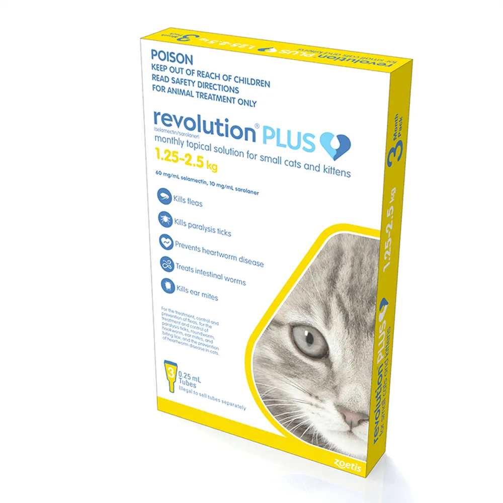 Revolution Plus Flea & Tick Treatment 1.25-2.5kg Kitten & Cat